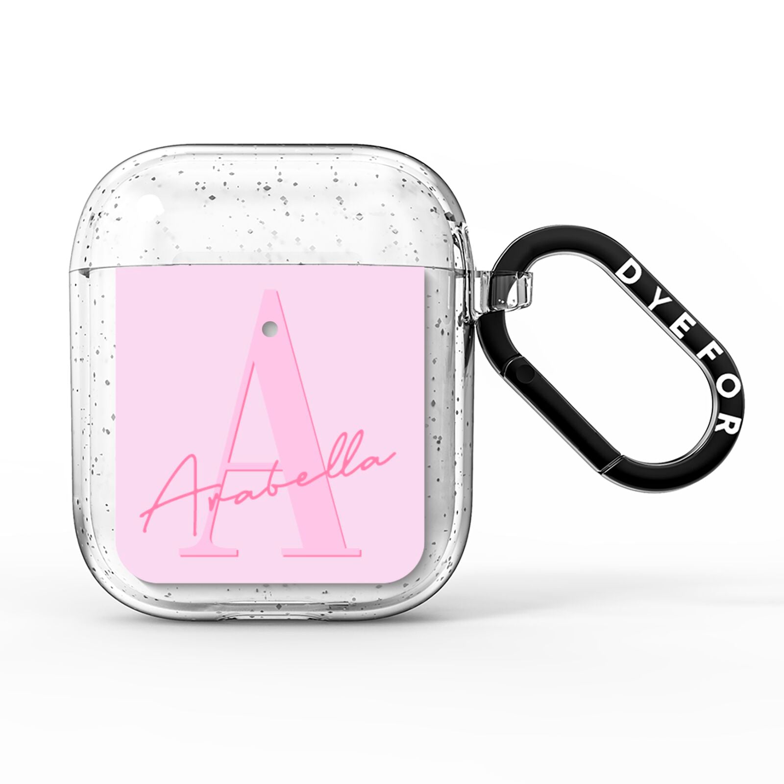 Personalised Pink Initial AirPods Glitter Case