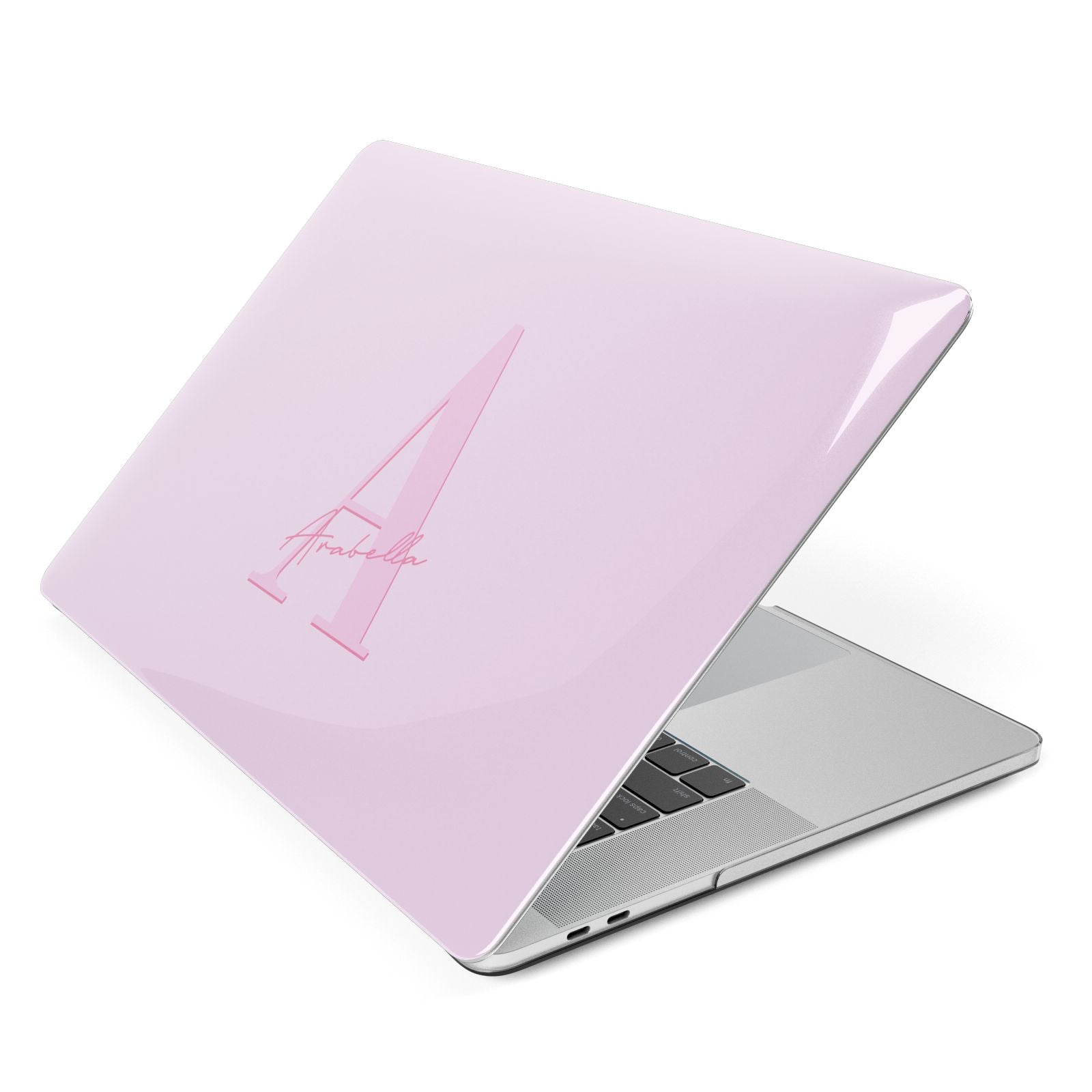 Personalised Pink Initial Apple MacBook Case Side View
