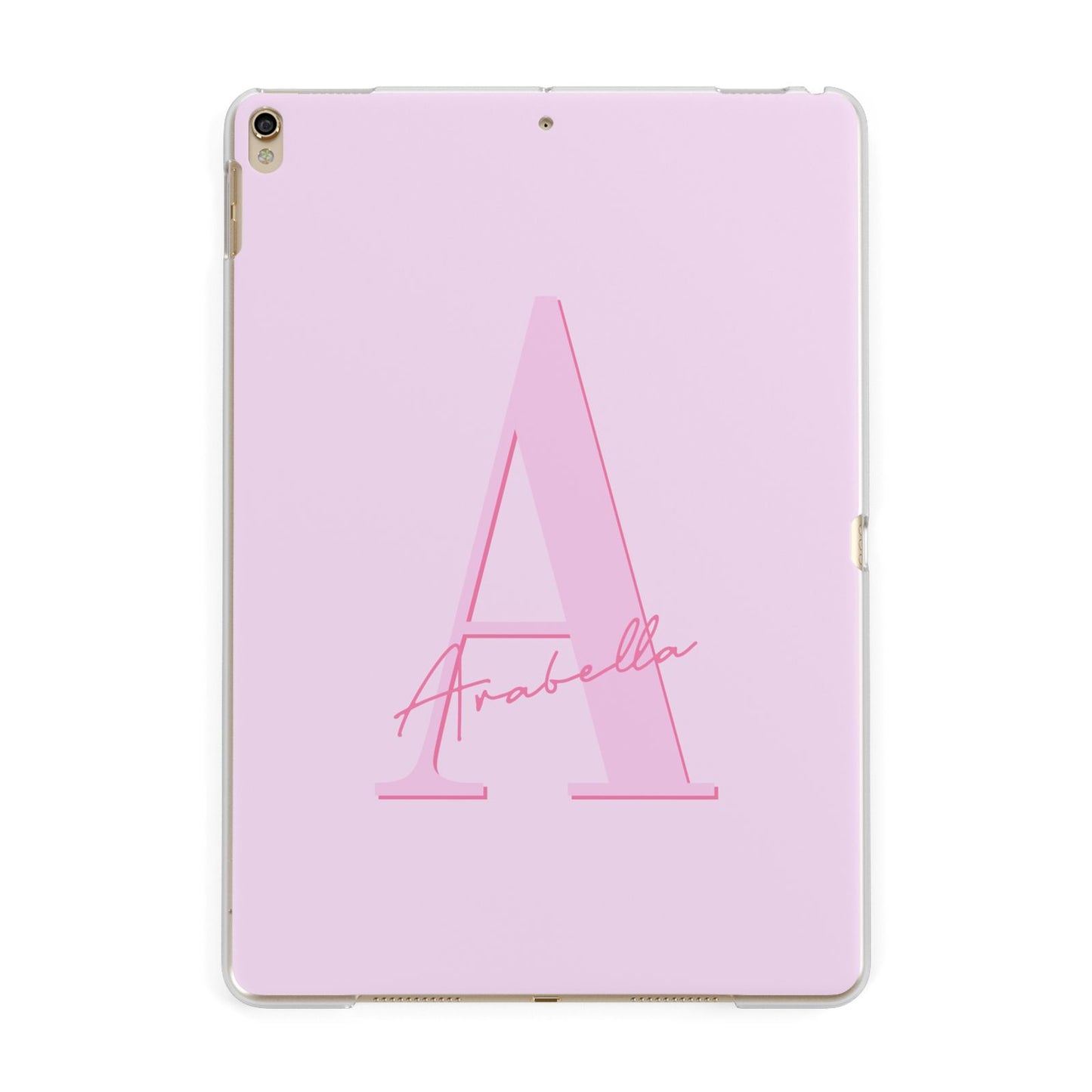 Personalised Pink Initial Apple iPad Gold Case