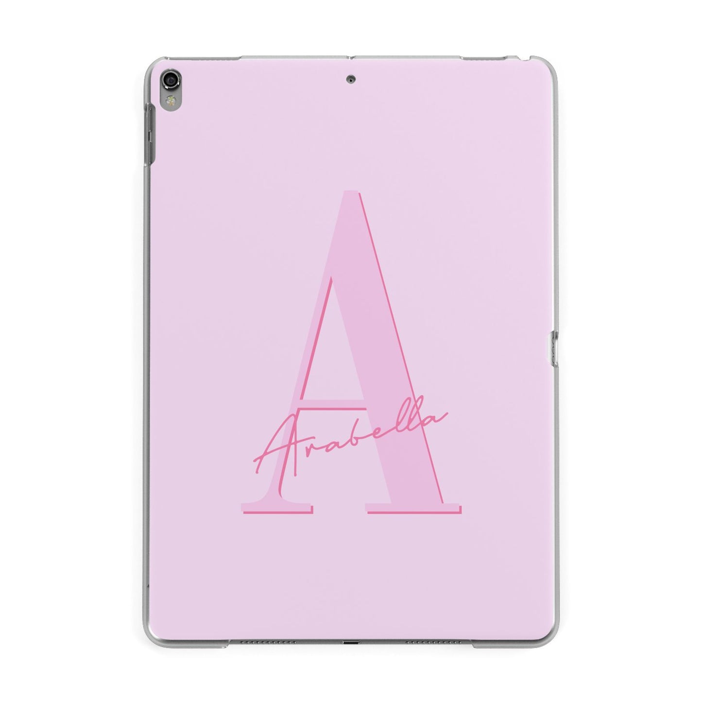Personalised Pink Initial Apple iPad Grey Case