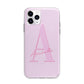 Personalised Pink Initial Apple iPhone 11 Pro Max in Silver with Bumper Case