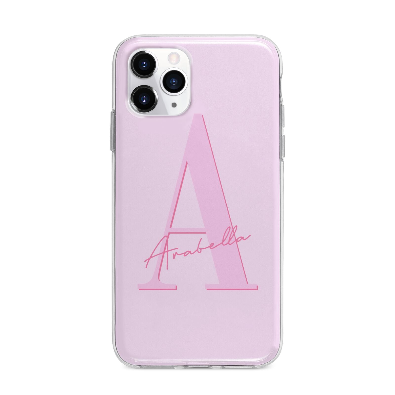 Personalised Pink Initial Apple iPhone 11 Pro in Silver with Bumper Case