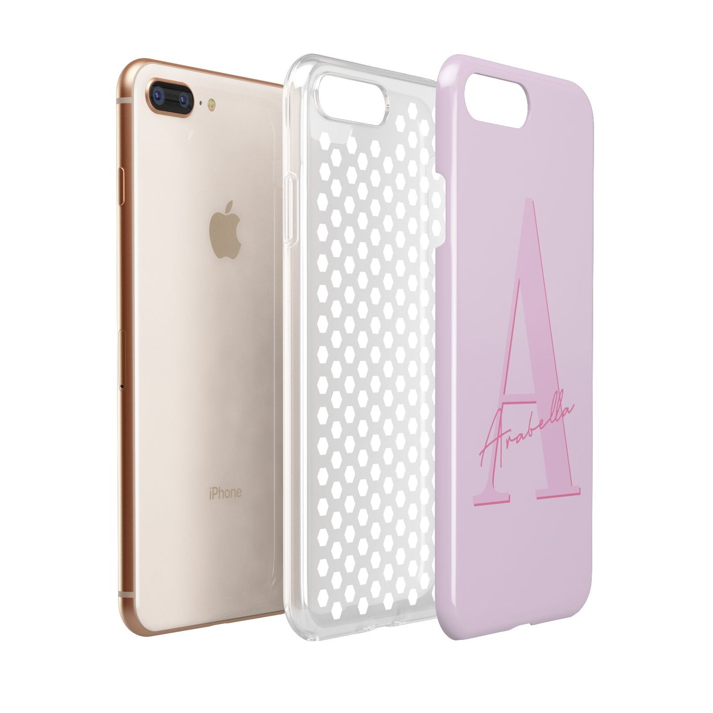 Personalised Pink Initial Apple iPhone 7 8 Plus 3D Tough Case Expanded View