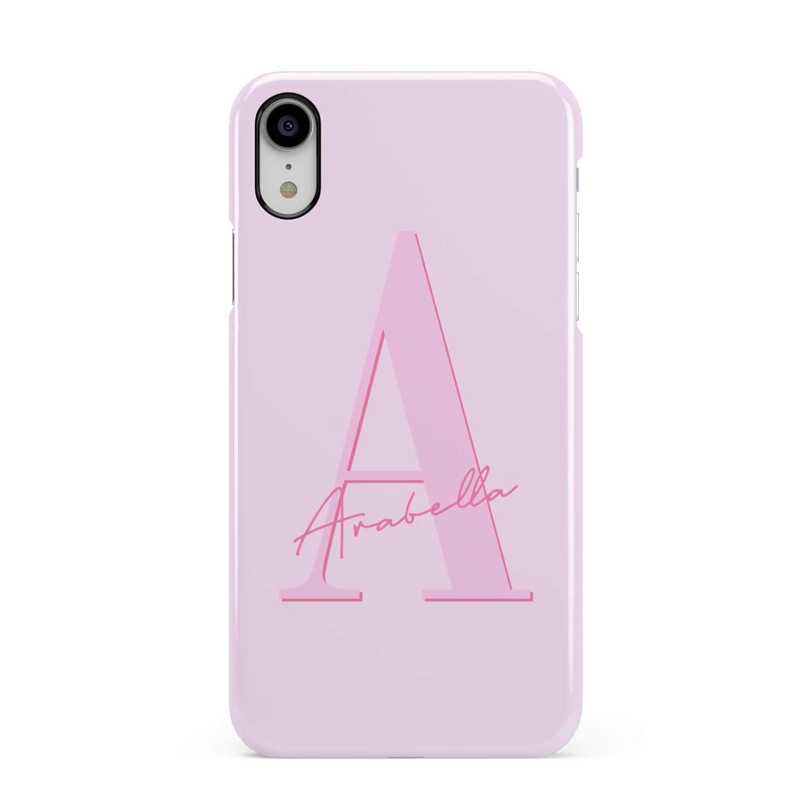 Personalised Pink Initial Apple iPhone XR White 3D Snap Case