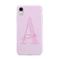 Personalised Pink Initial Apple iPhone XR White 3D Tough Case