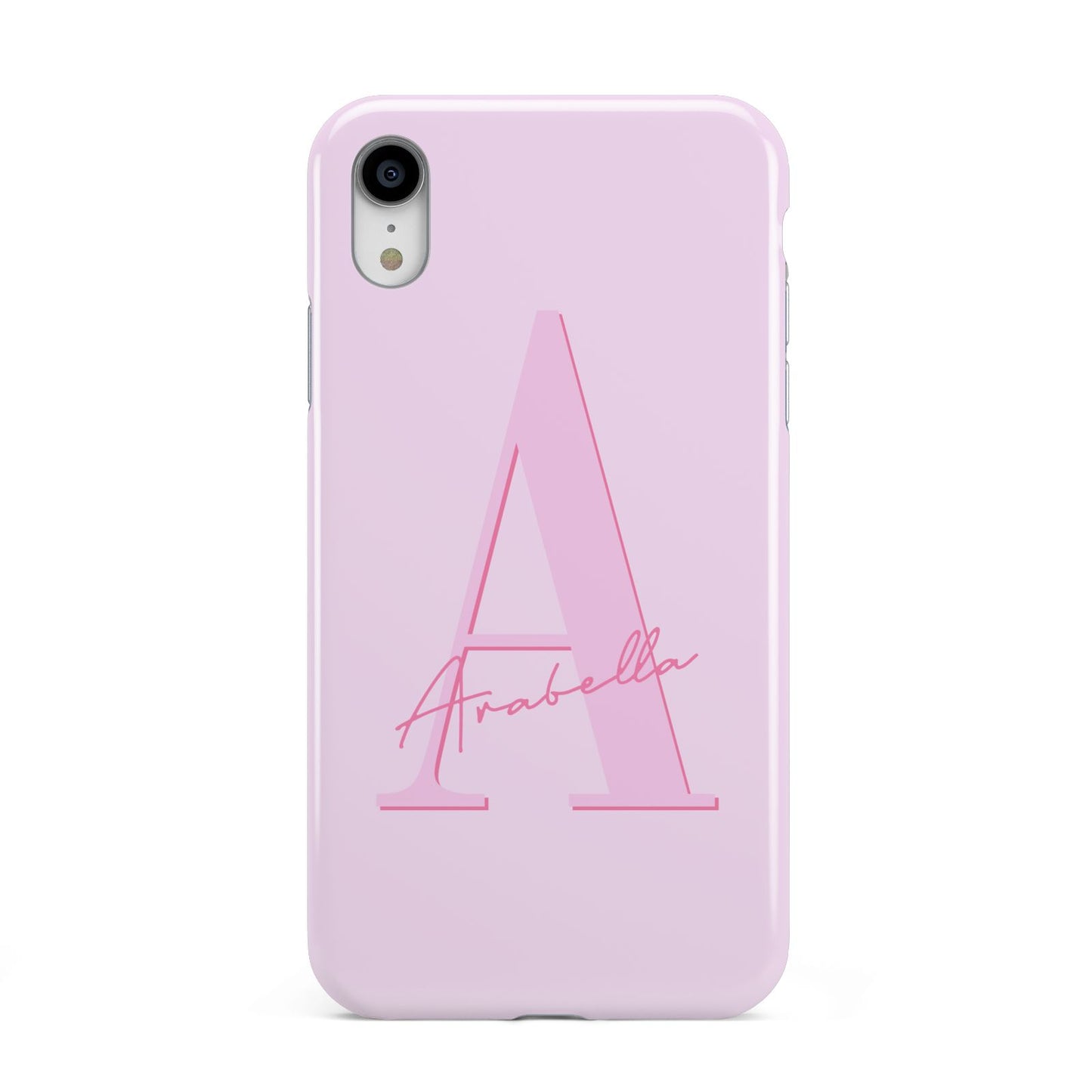 Personalised Pink Initial Apple iPhone XR White 3D Tough Case