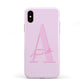 Personalised Pink Initial Apple iPhone XS 3D Tough