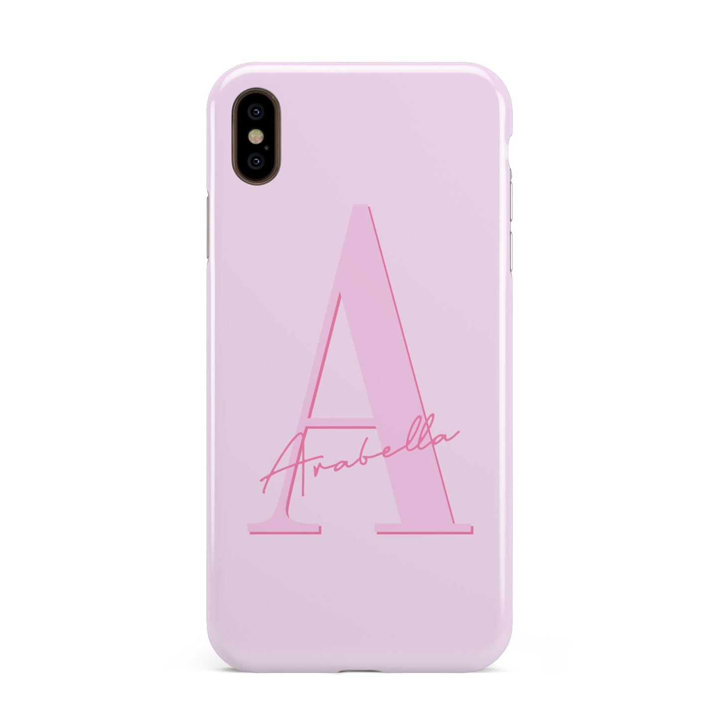 Personalised Pink Initial Apple iPhone Xs Max 3D Tough Case