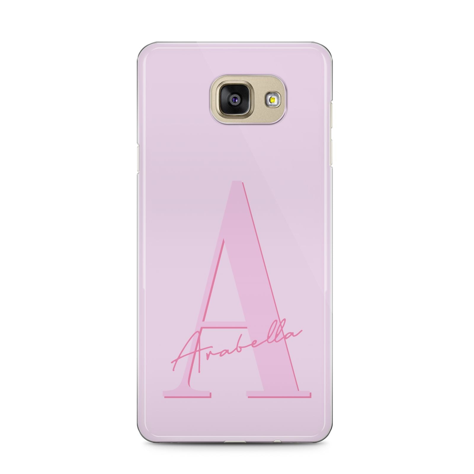 Personalised Pink Initial Samsung Galaxy A5 2016 Case on gold phone