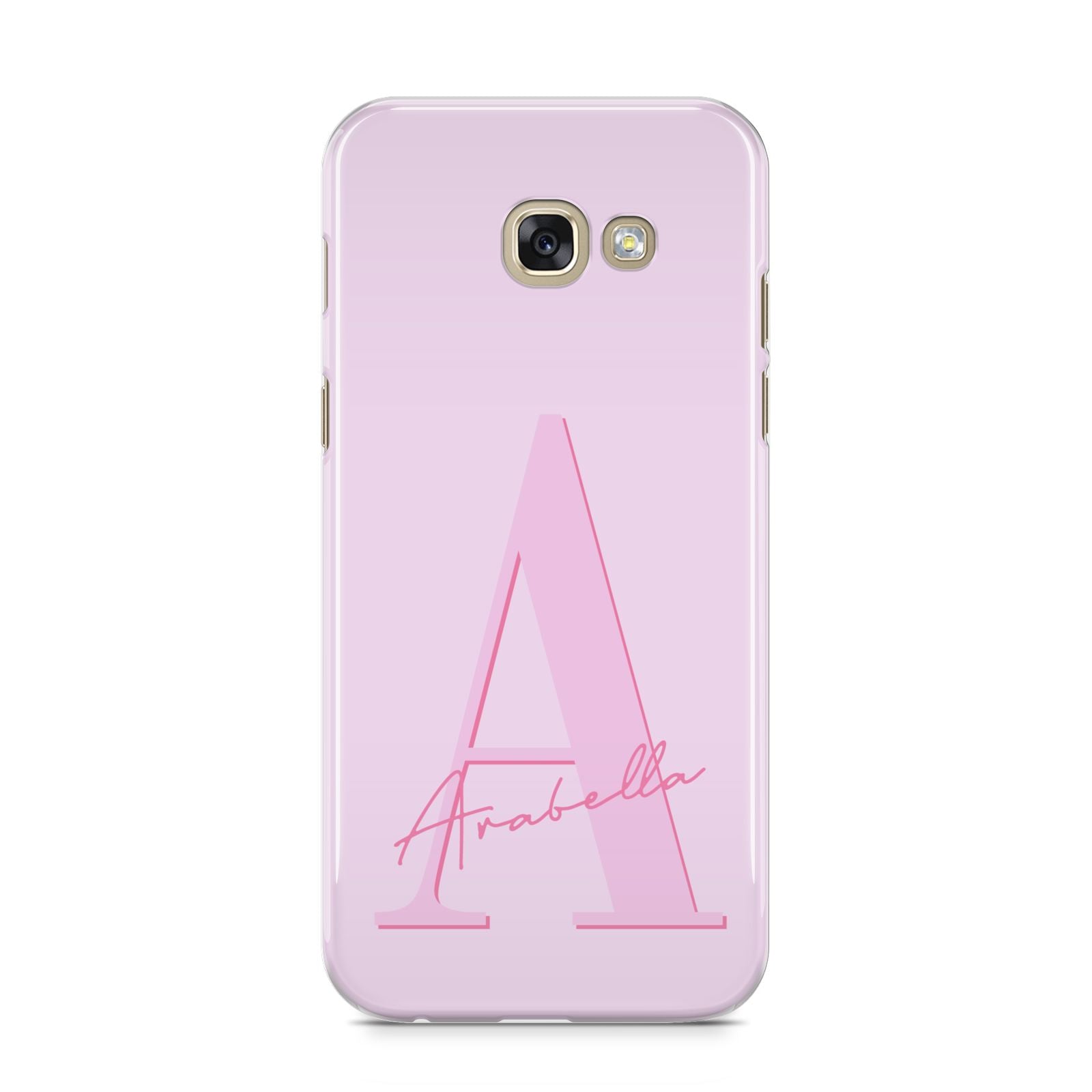 Personalised Pink Initial Samsung Galaxy A5 2017 Case on gold phone