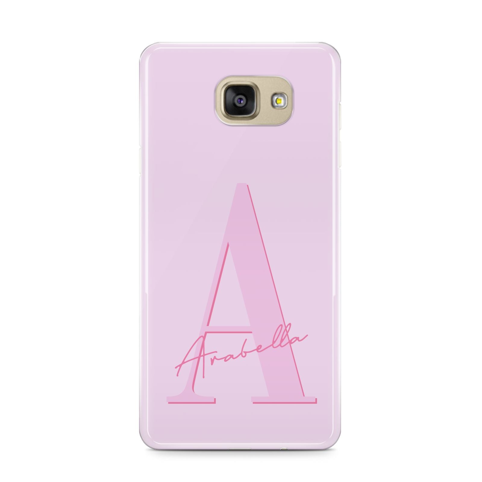 Personalised Pink Initial Samsung Galaxy A9 2016 Case on gold phone