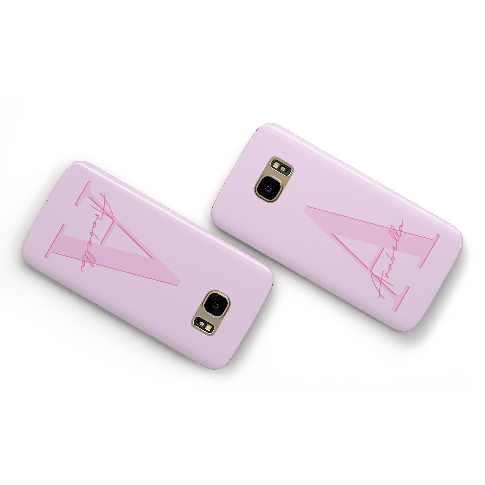 Personalised Pink Initial Samsung Galaxy Case Flat Overview