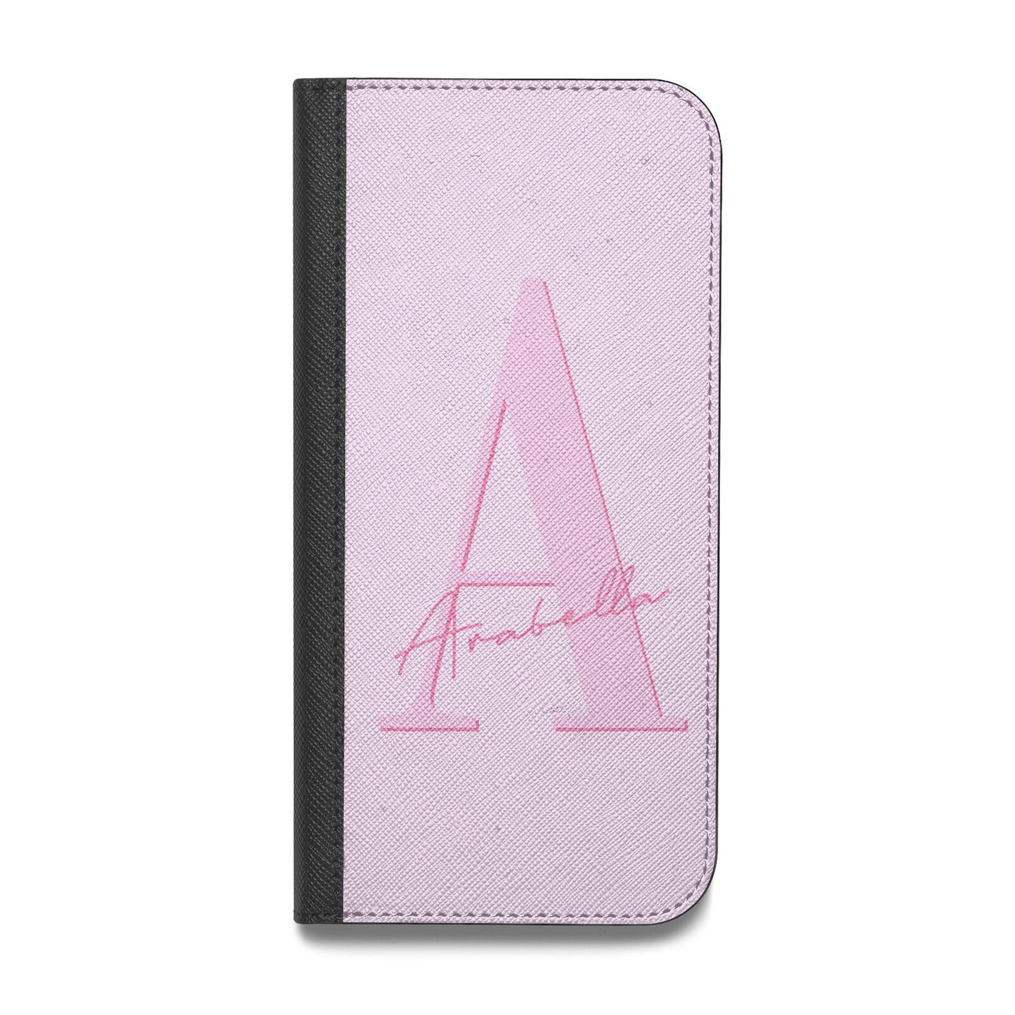 Personalised Pink Initial Vegan Leather Flip Samsung Case
