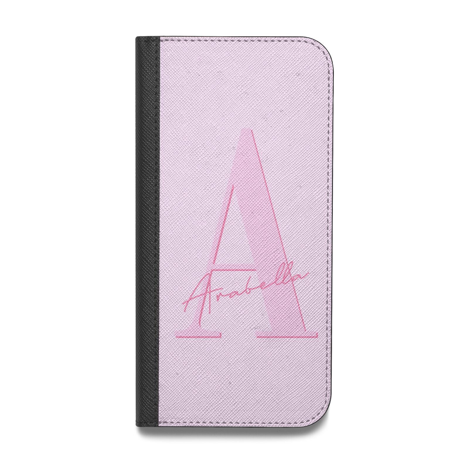 Personalised Pink Initial Vegan Leather Flip Samsung Case