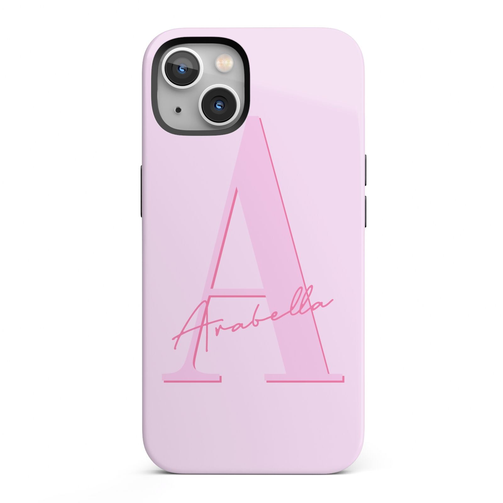 Personalised Pink Initial iPhone 13 Full Wrap 3D Tough Case