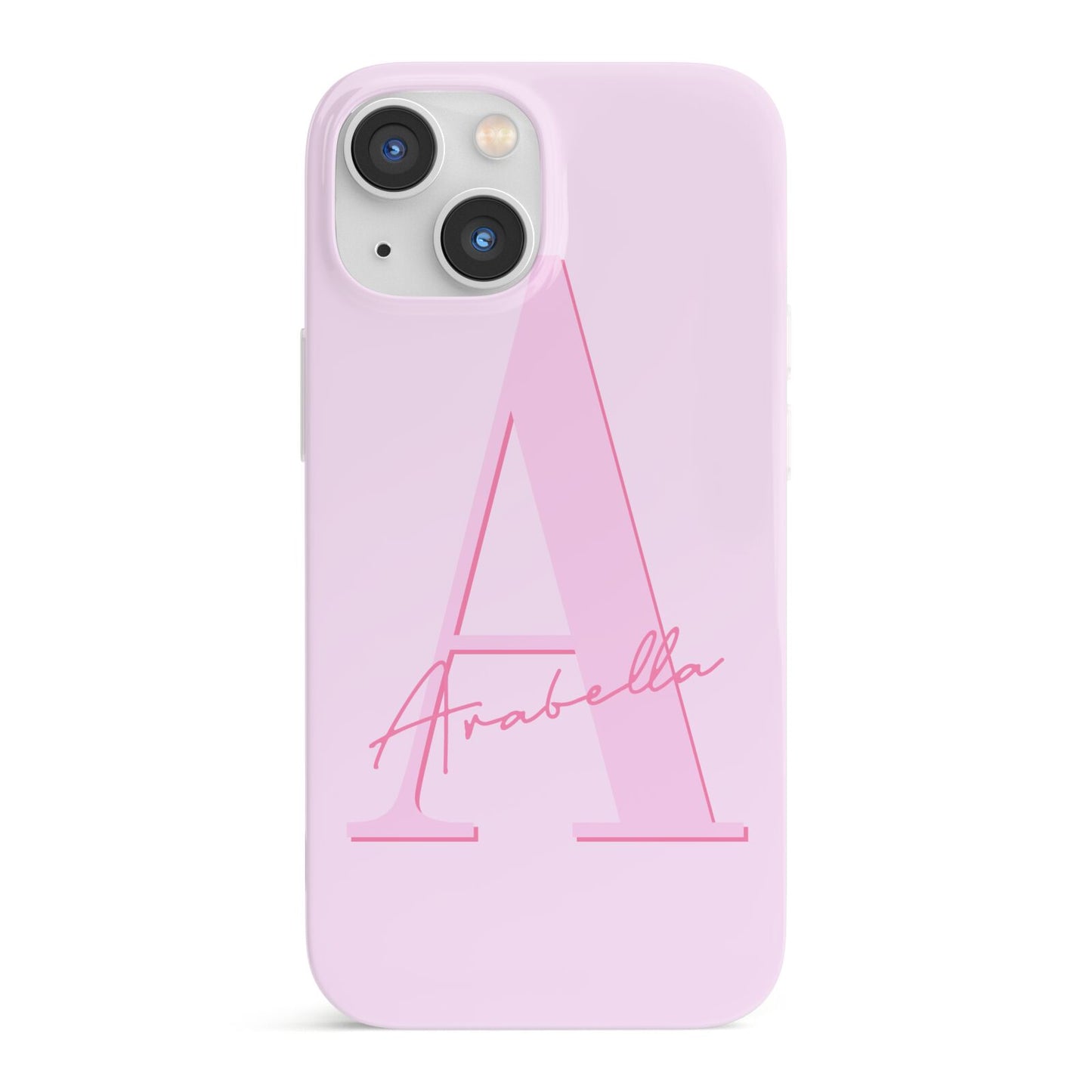 Personalised Pink Initial iPhone 13 Mini Full Wrap 3D Snap Case