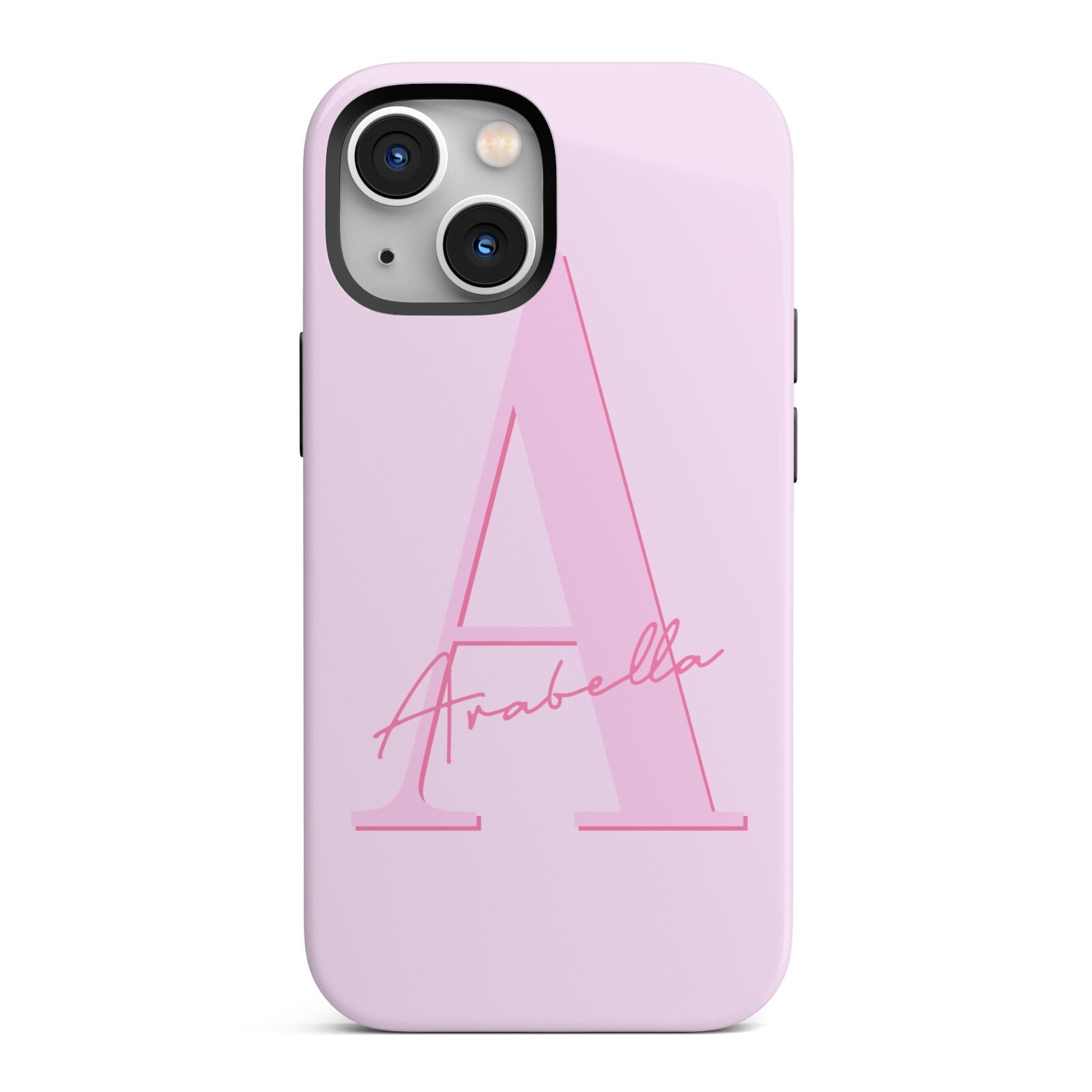 Personalised Pink Initial iPhone 13 Mini Full Wrap 3D Tough Case