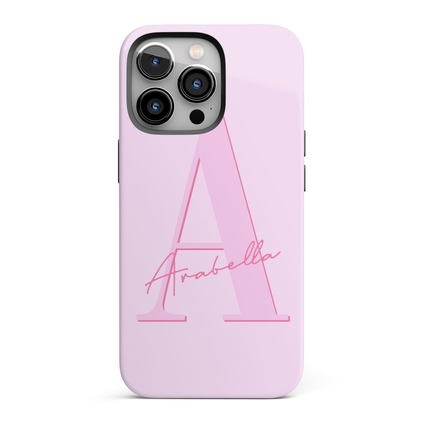 Personalised Pink Initial iPhone 13 Pro Full Wrap 3D Tough Case