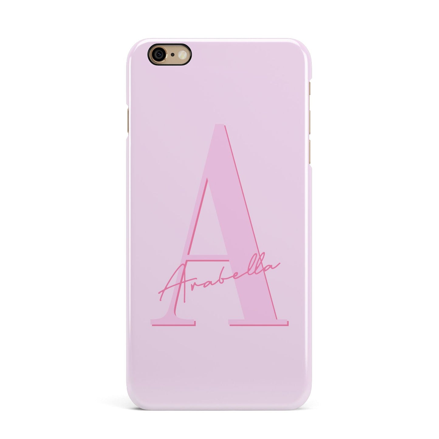 Personalised Pink Initial iPhone 6 Plus 3D Snap Case on Gold Phone