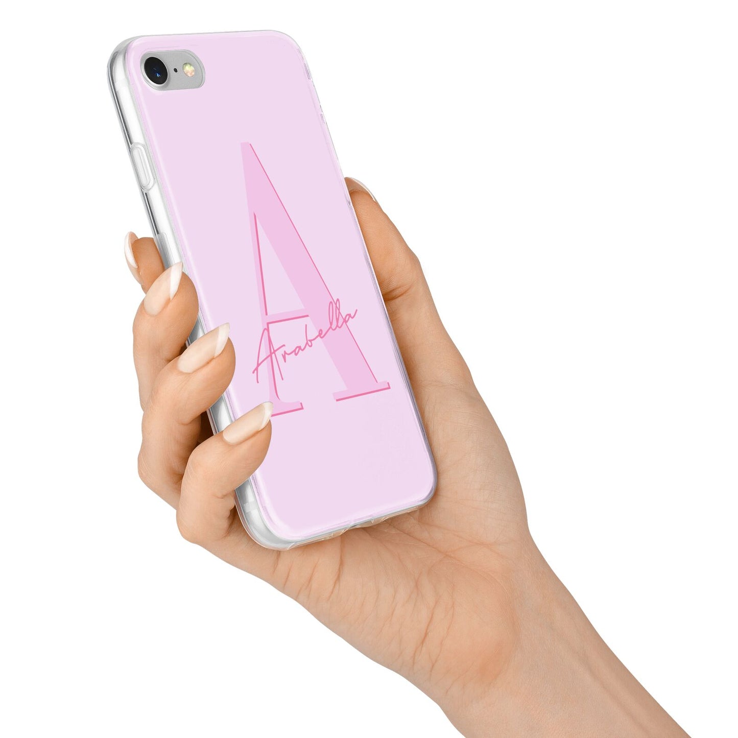 Personalised Pink Initial iPhone 7 Bumper Case on Silver iPhone Alternative Image