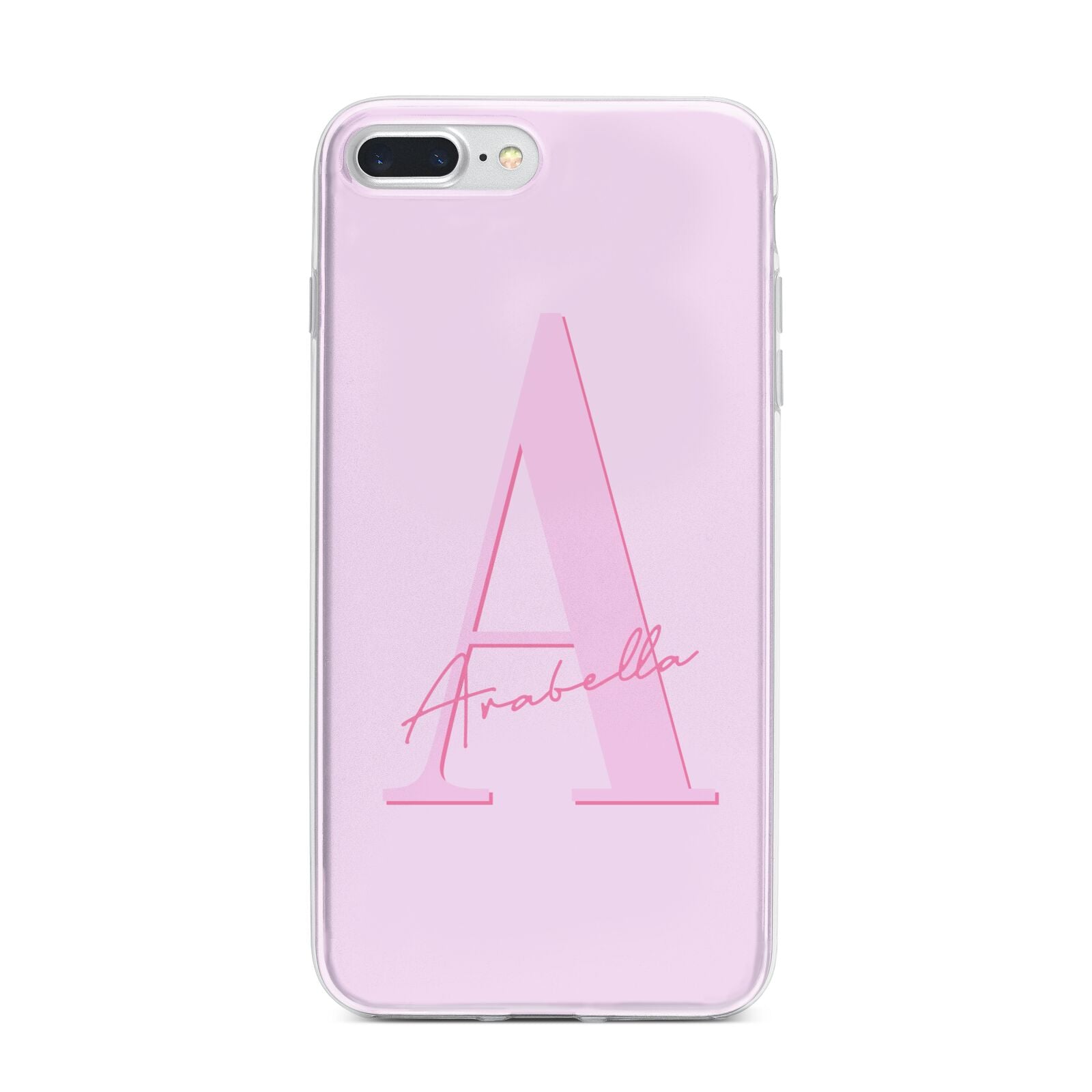 Personalised Pink Initial iPhone 7 Plus Bumper Case on Silver iPhone
