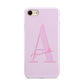 Personalised Pink Initial iPhone 8 3D Tough Case on Gold Phone