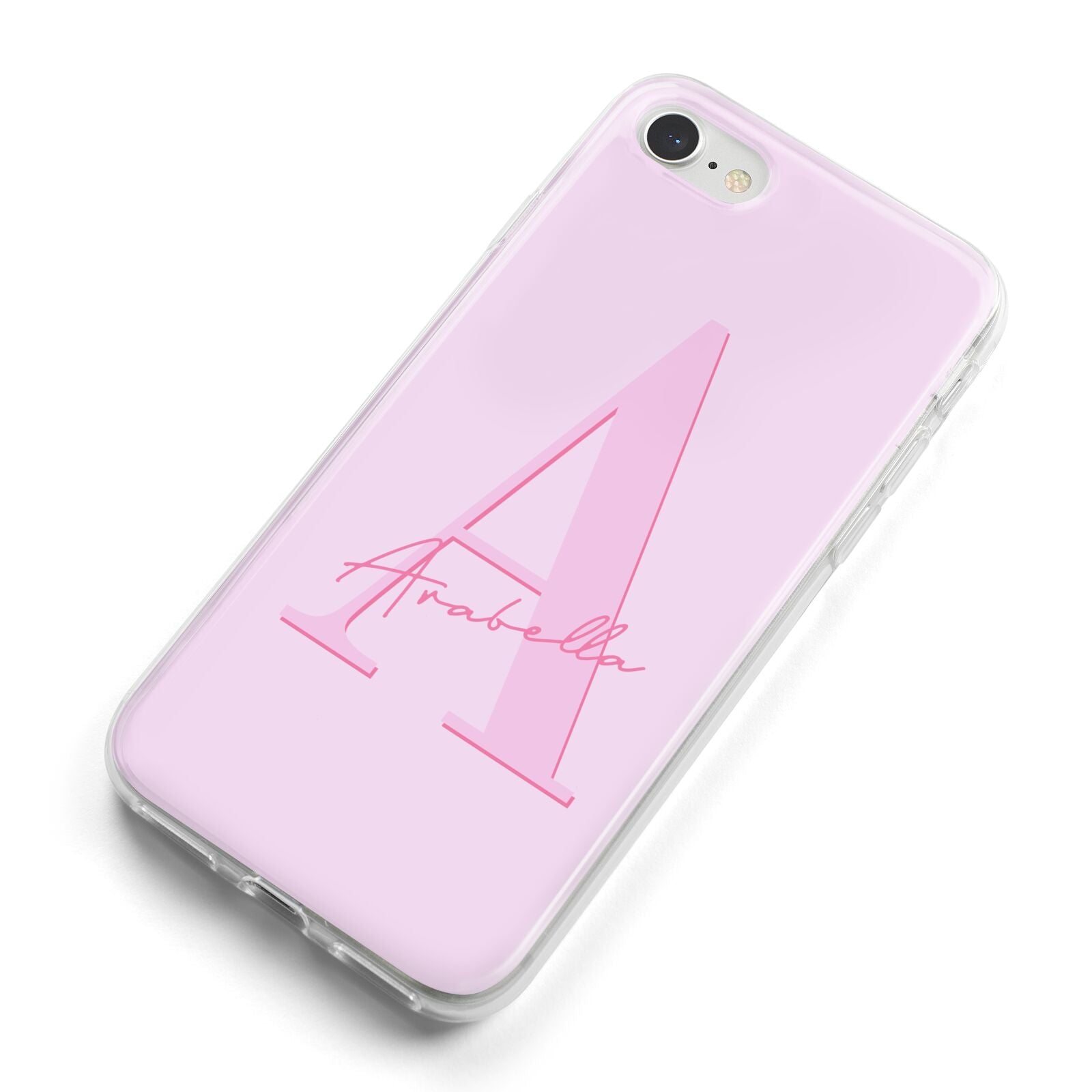 Personalised Pink Initial iPhone 8 Bumper Case on Silver iPhone Alternative Image