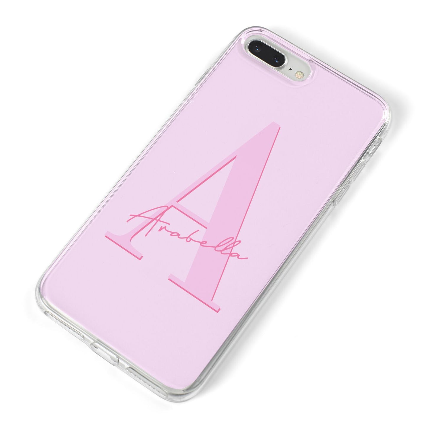 Personalised Pink Initial iPhone 8 Plus Bumper Case on Silver iPhone Alternative Image