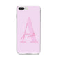 Personalised Pink Initial iPhone 8 Plus Bumper Case on Silver iPhone