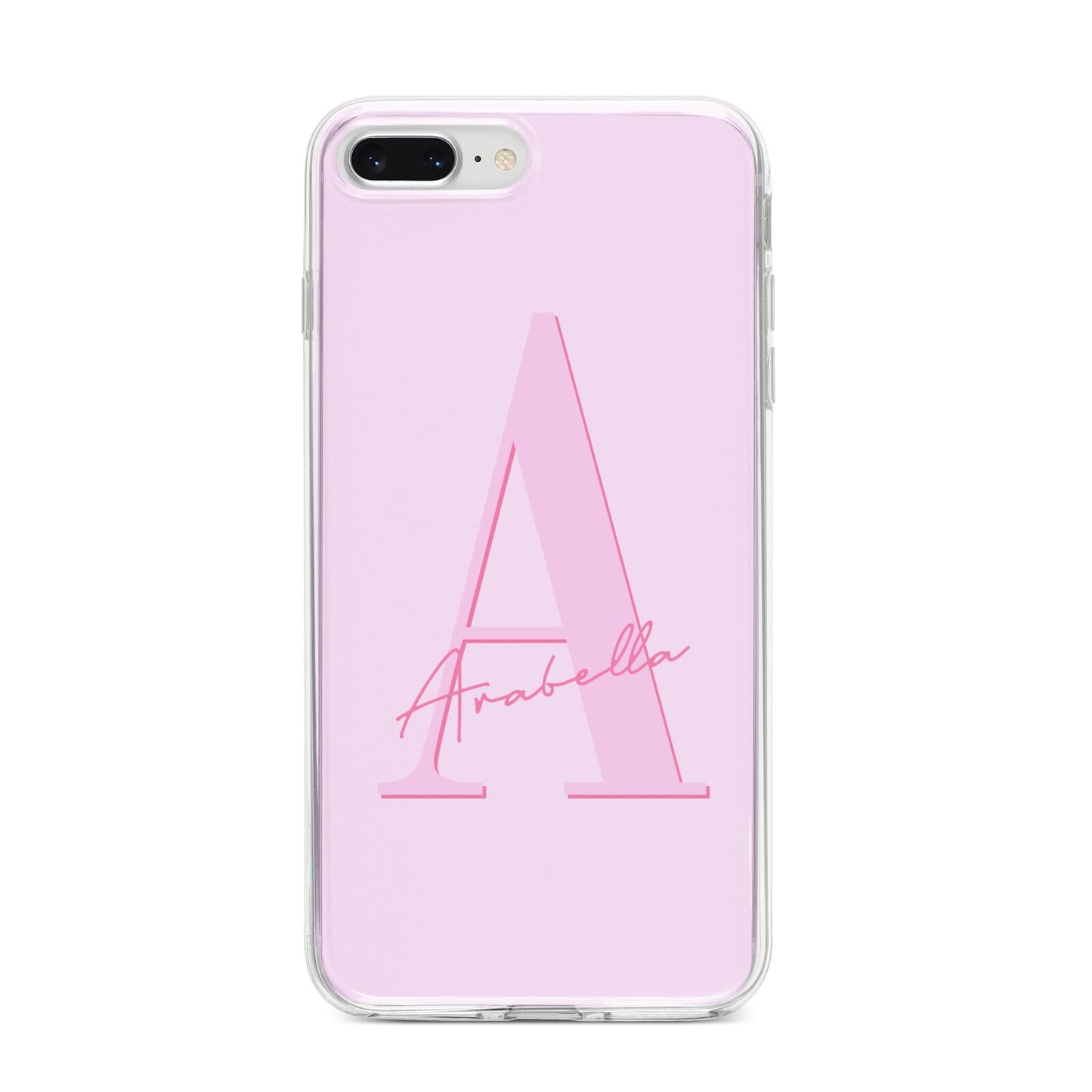 Personalised Pink Initial iPhone 8 Plus Bumper Case on Silver iPhone