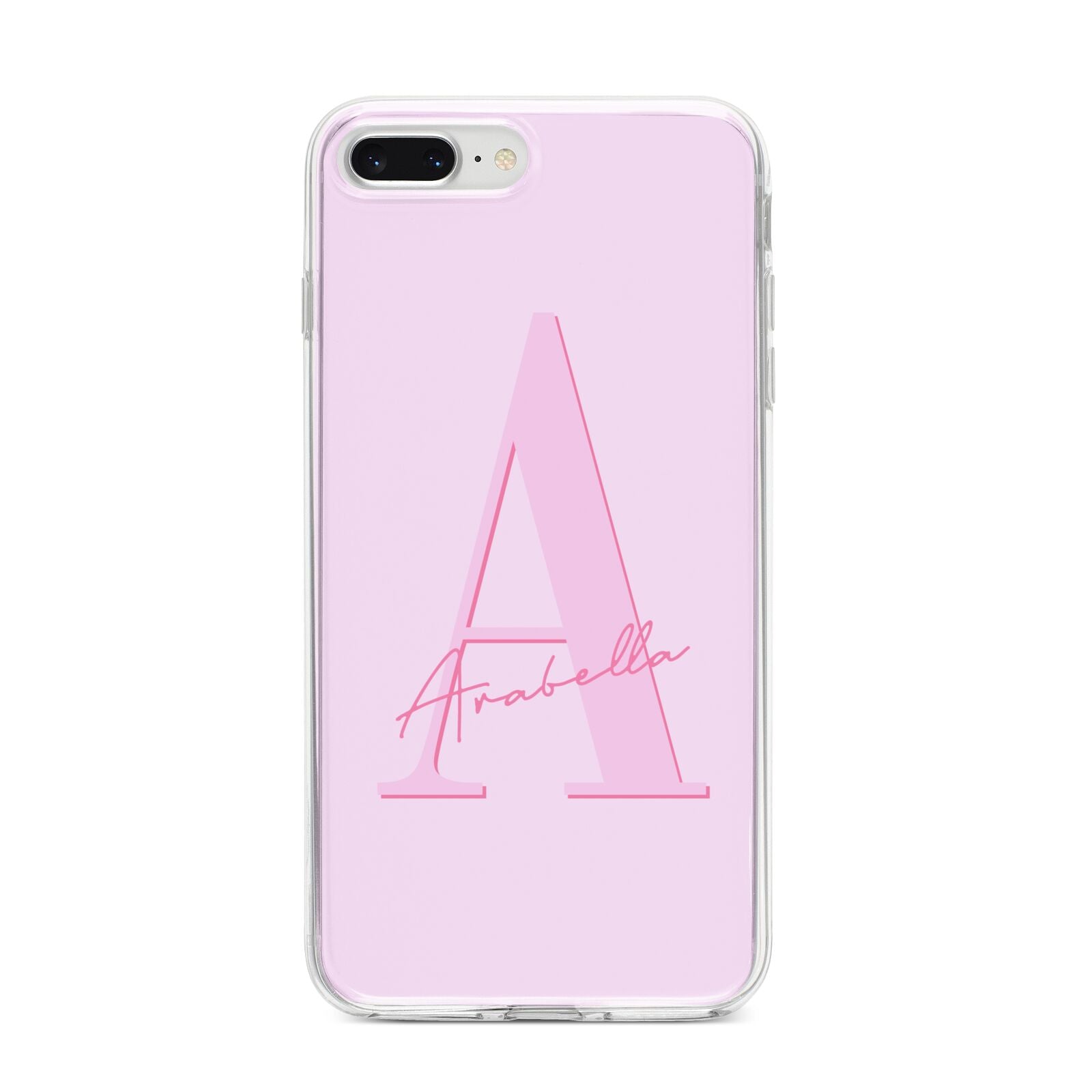 Personalised Pink Initial iPhone 8 Plus Bumper Case on Silver iPhone