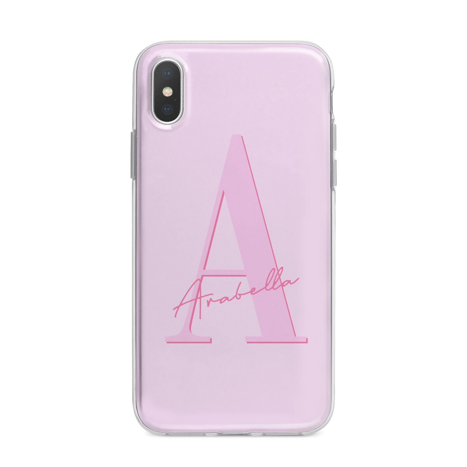 Personalised Pink Initial iPhone X Bumper Case on Silver iPhone Alternative Image 1