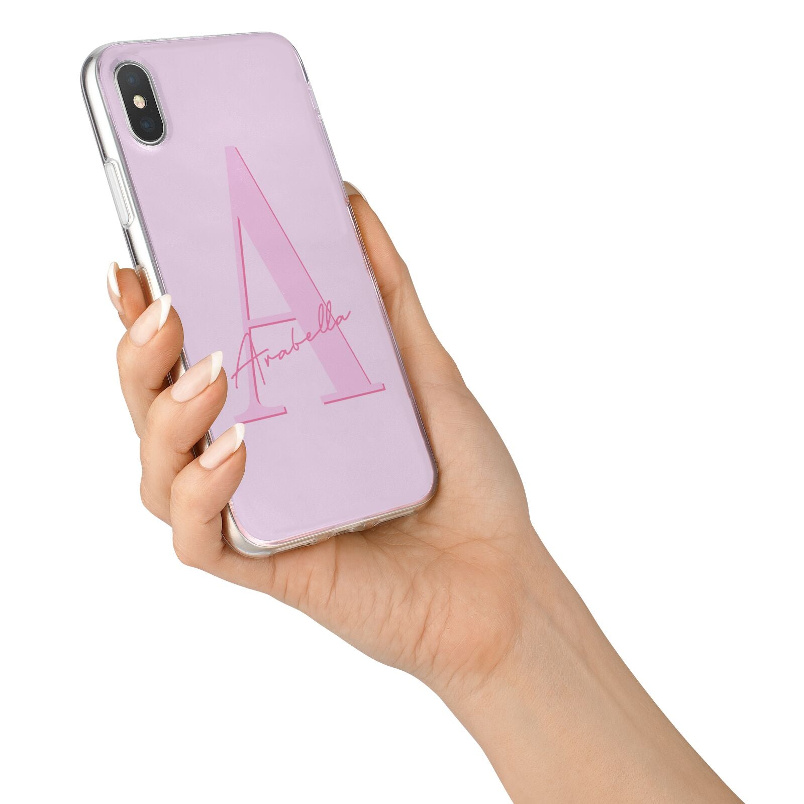 Personalised Pink Initial iPhone X Bumper Case on Silver iPhone Alternative Image 2