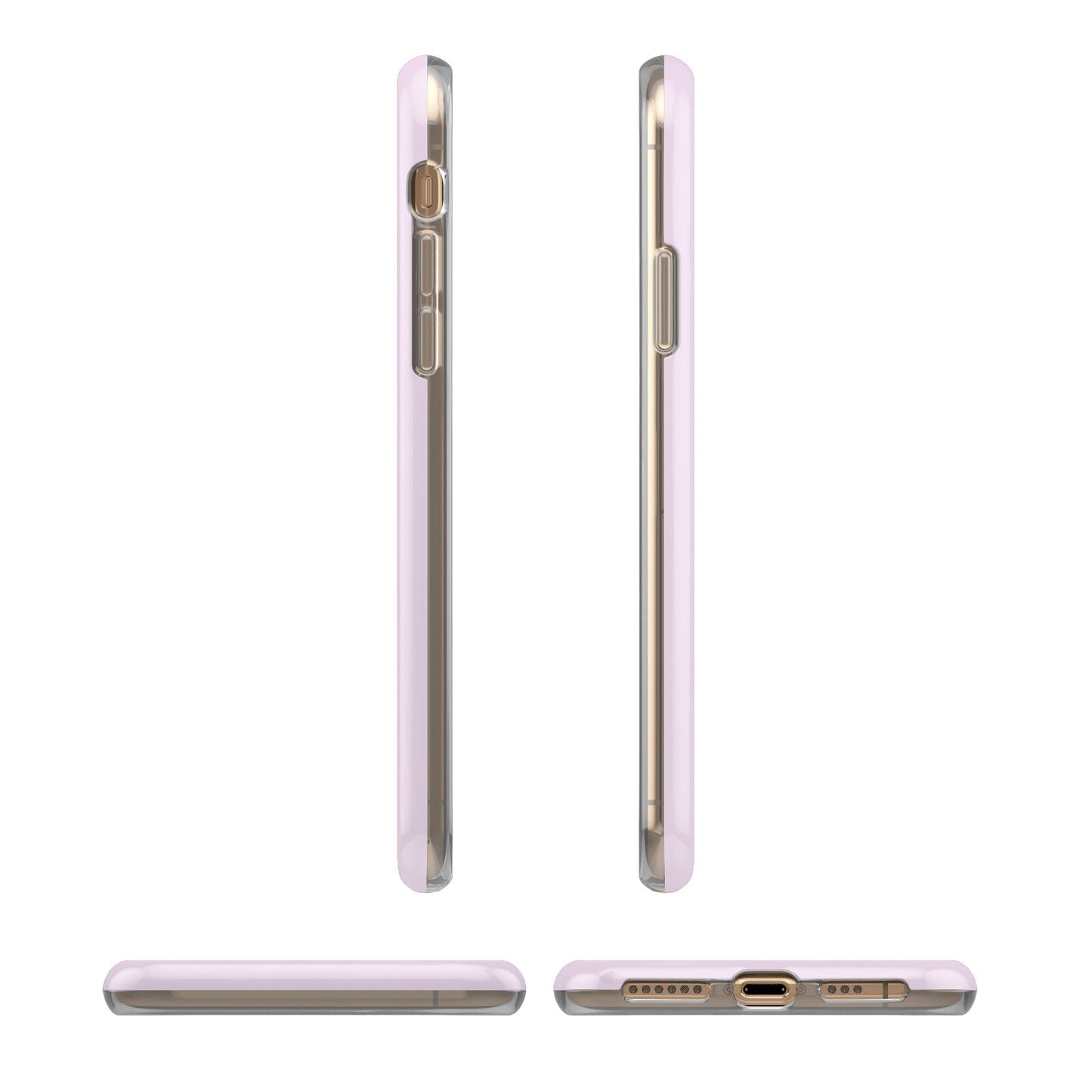 Personalised Pink Initial iPhone XS 3D Tough Case in Gold Angled Images