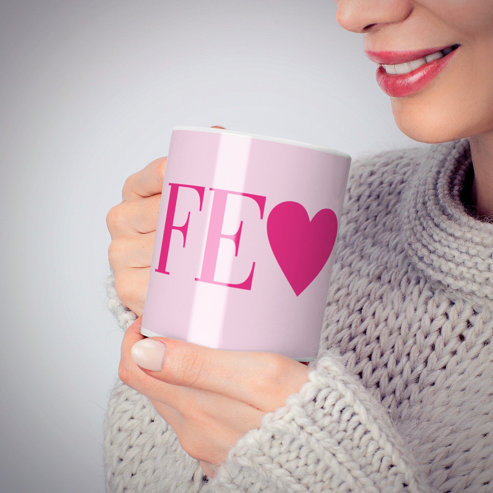 Personalised Pink Initials Heart 10oz Mug Alternative Image 6