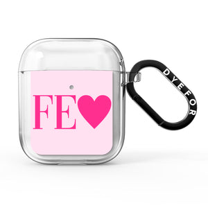 Personalised Pink Initials Heart AirPods Case