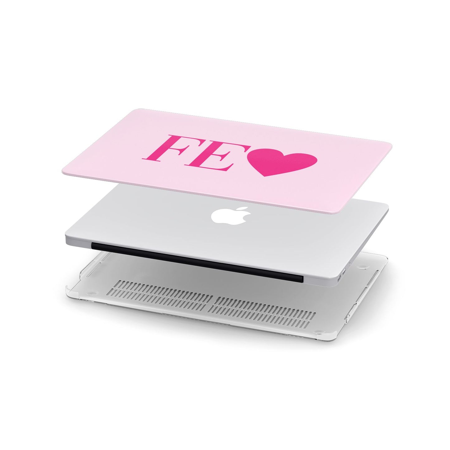 Personalised Pink Initials Heart Apple MacBook Case in Detail