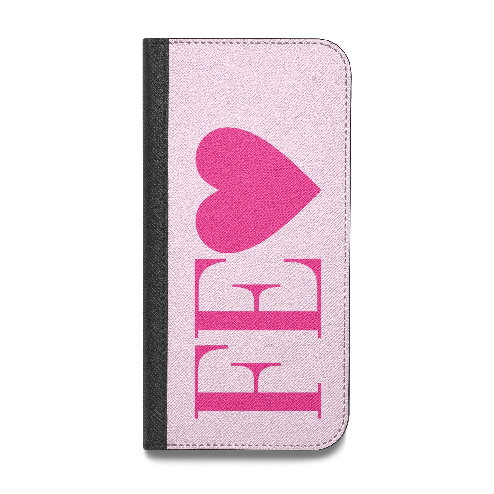 Personalised Pink Initials Heart Vegan Leather Flip Samsung Case