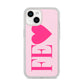 Personalised Pink Initials Heart iPhone 14 Clear Tough Case Starlight