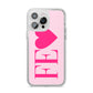Personalised Pink Initials Heart iPhone 14 Pro Max Clear Tough Case Silver
