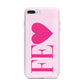 Personalised Pink Initials Heart iPhone 7 Plus Bumper Case on Silver iPhone