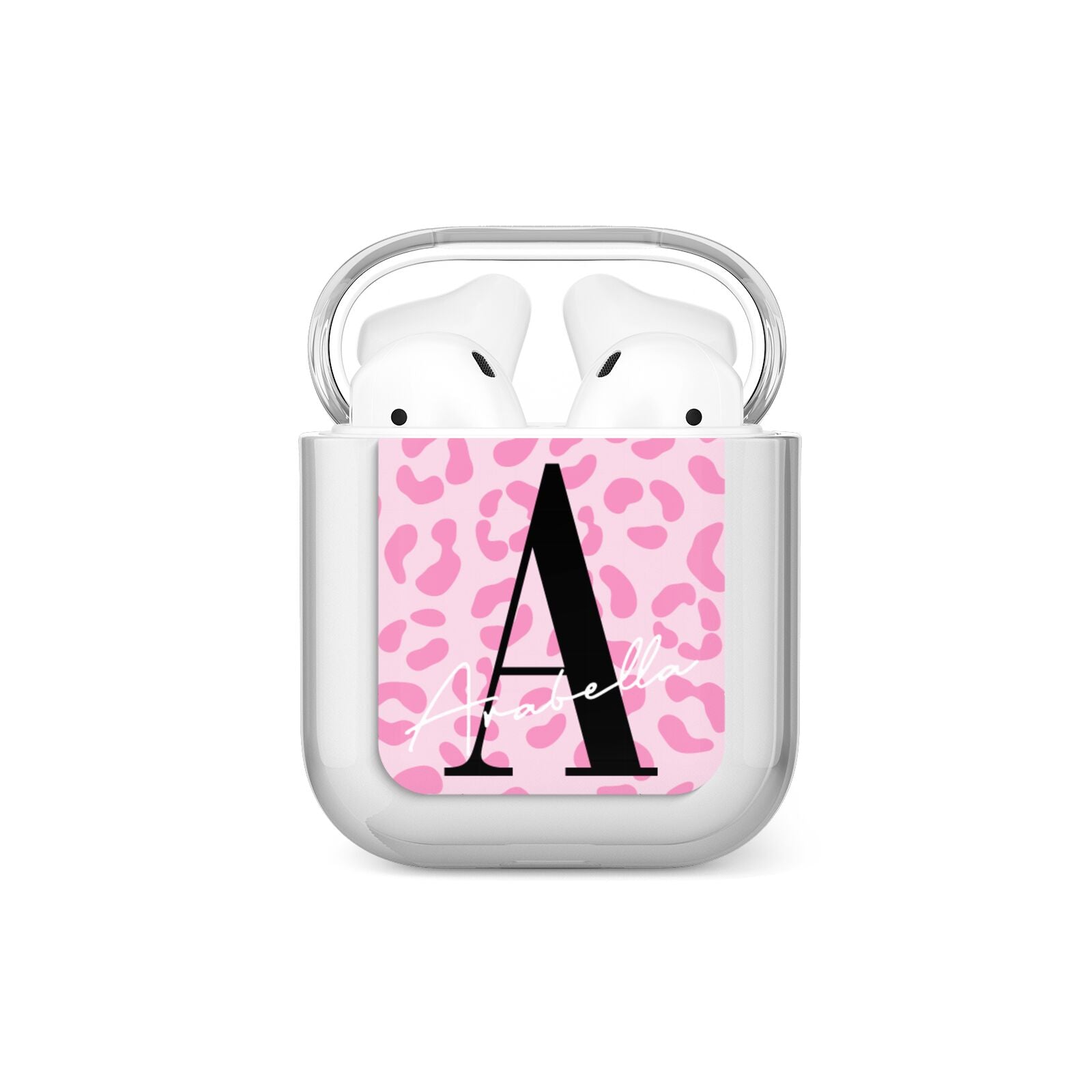 Personalised Pink Leopard Print AirPods Case