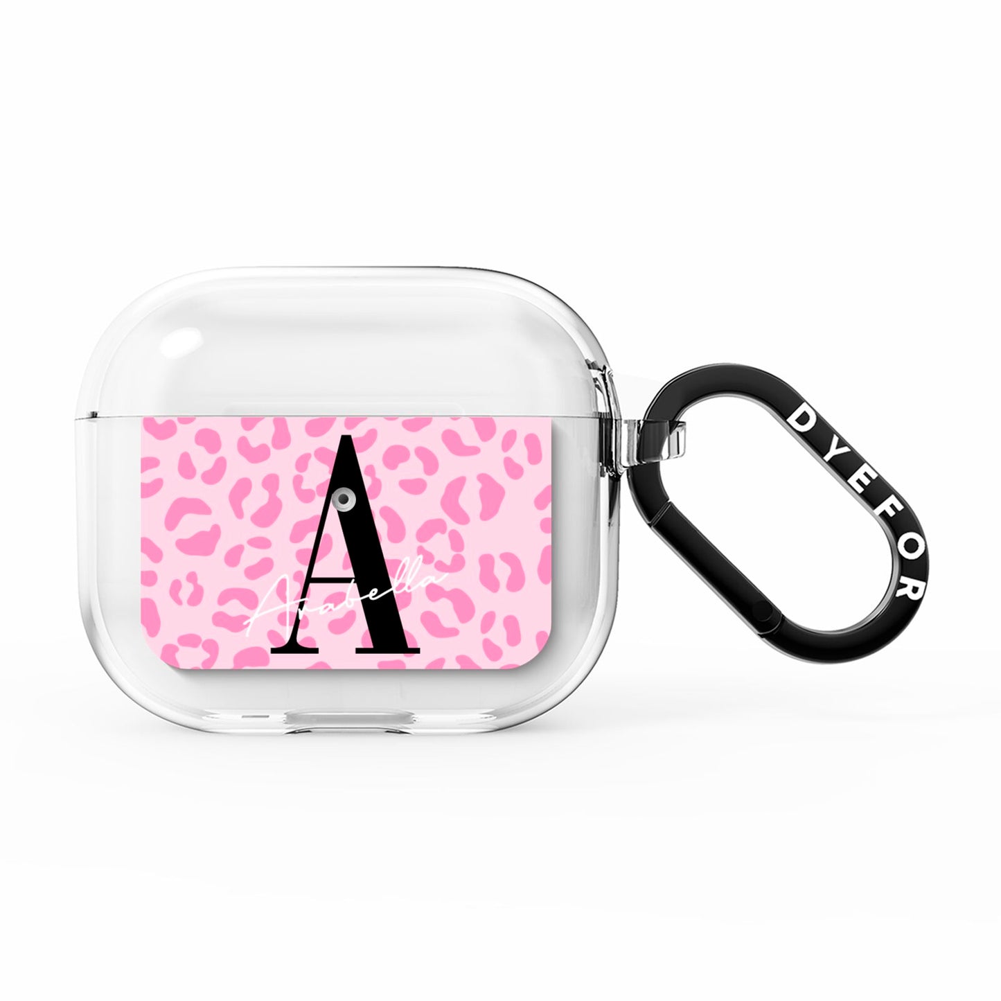 Personalised Pink Leopard Print AirPods Clear Case 3rd Gen