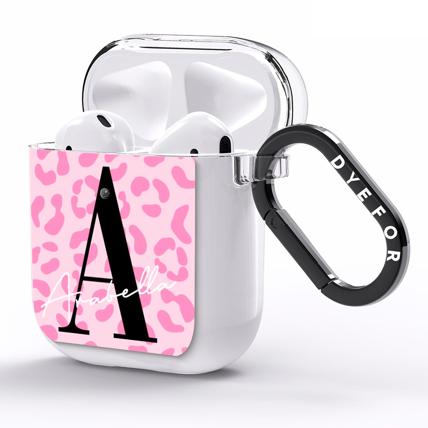 Personalised Pink Leopard Print AirPods Clear Case Side Image