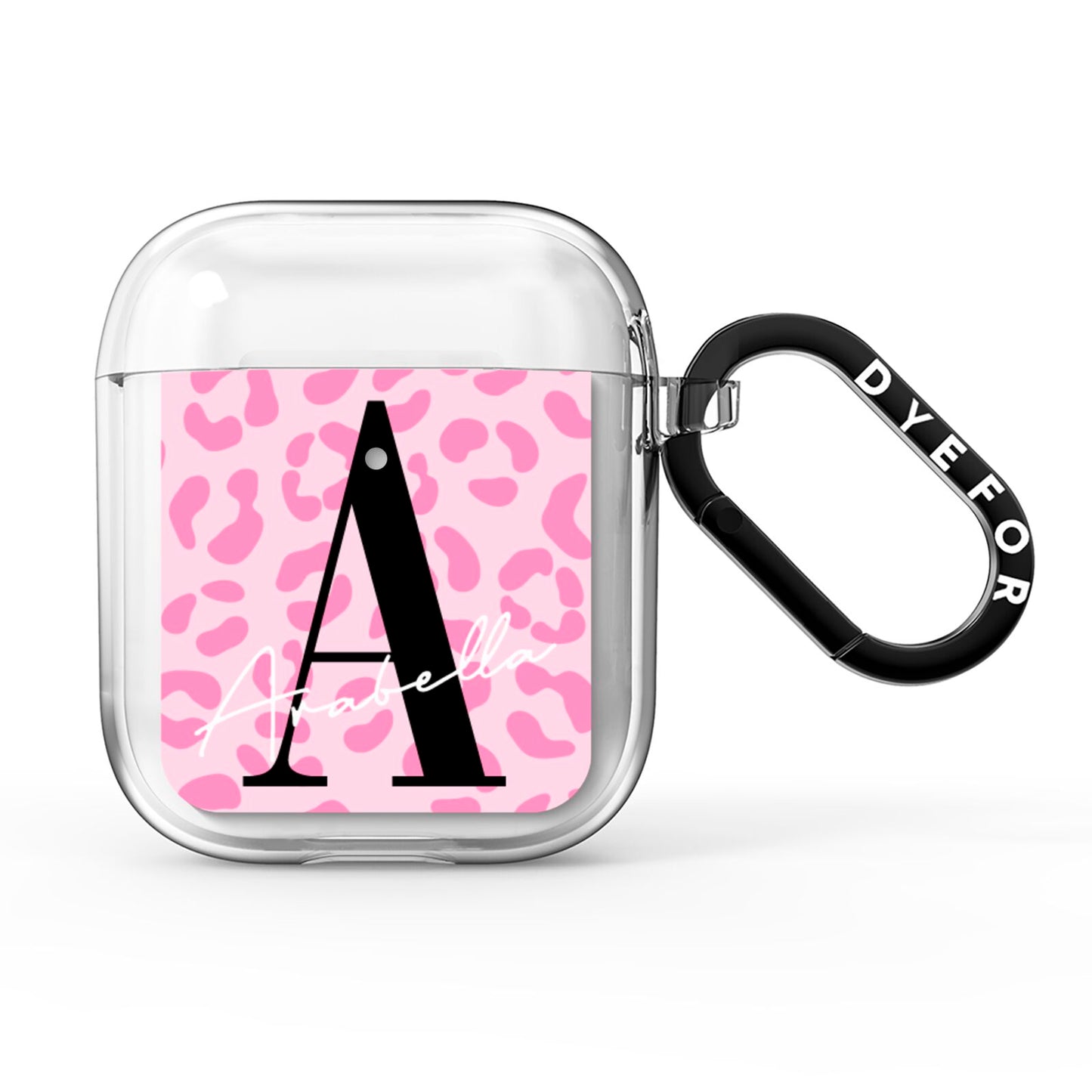 Personalised Pink Leopard Print AirPods Clear Case