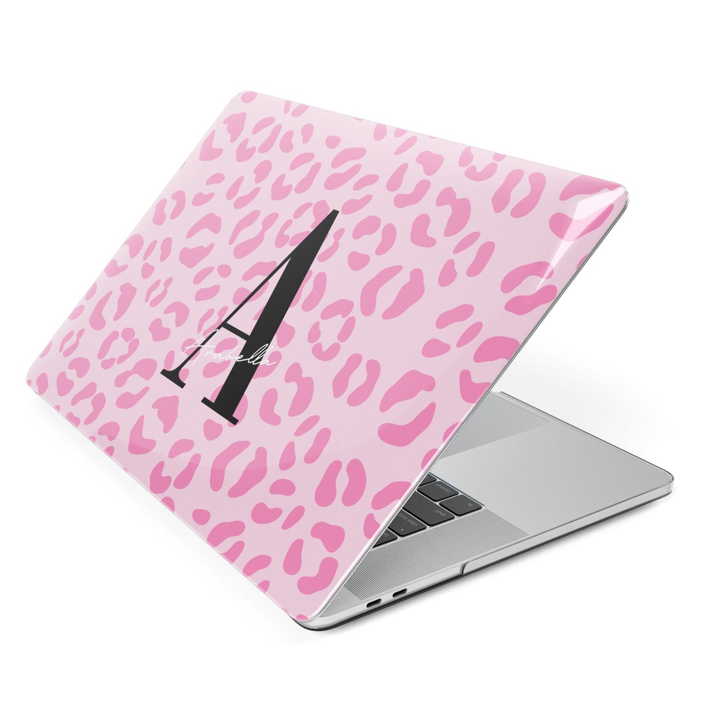Personalised Pink Leopard Print Apple MacBook Case Side View