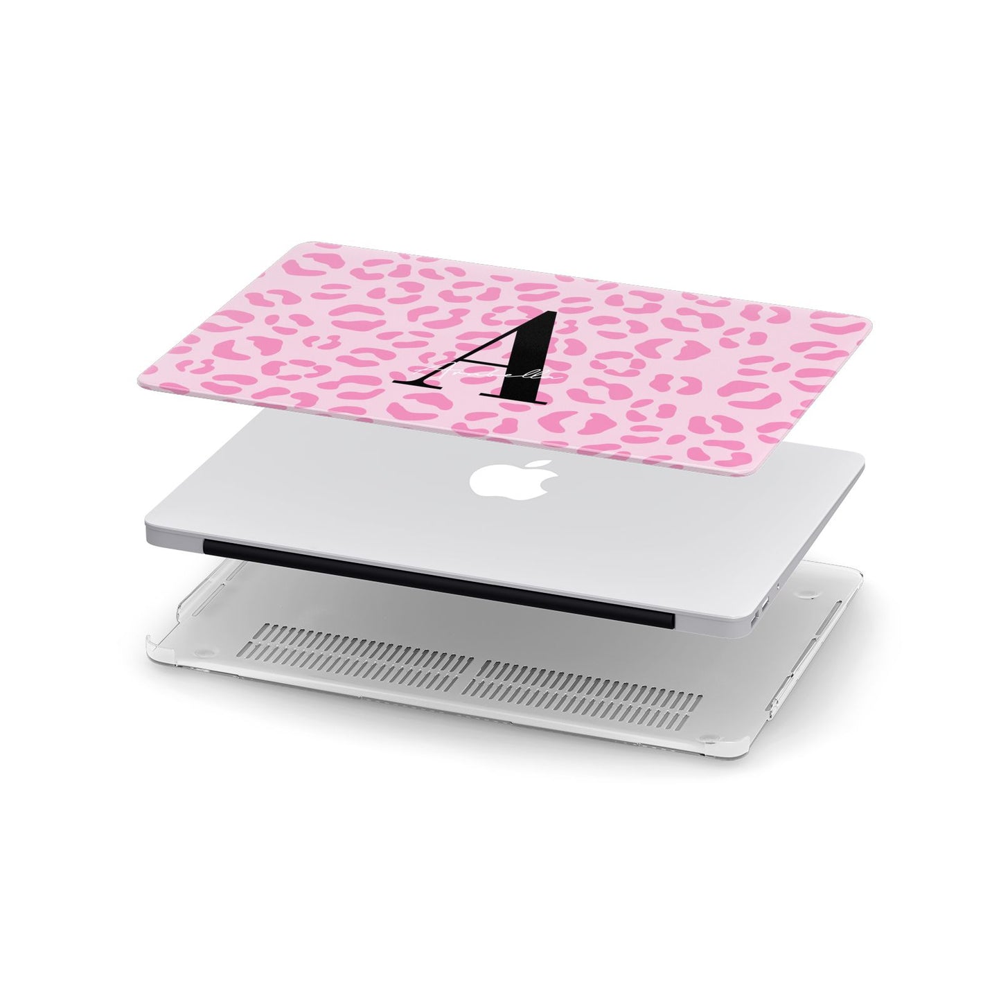 Personalised Pink Leopard Print Apple MacBook Case in Detail