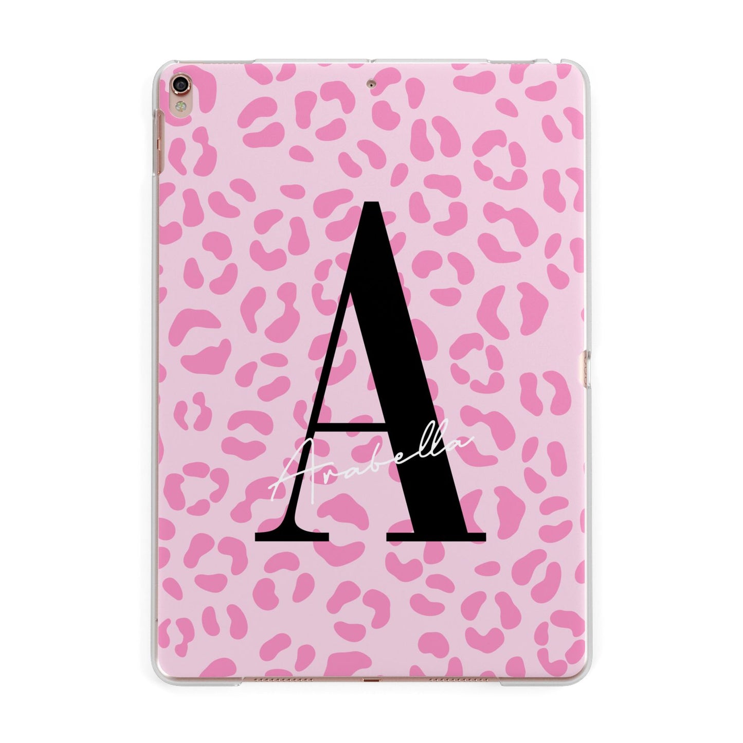 Personalised Pink Leopard Print Apple iPad Rose Gold Case