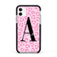 Personalised Pink Leopard Print Apple iPhone 11 in White with Black Impact Case