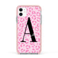 Personalised Pink Leopard Print Apple iPhone 11 in White with Pink Impact Case